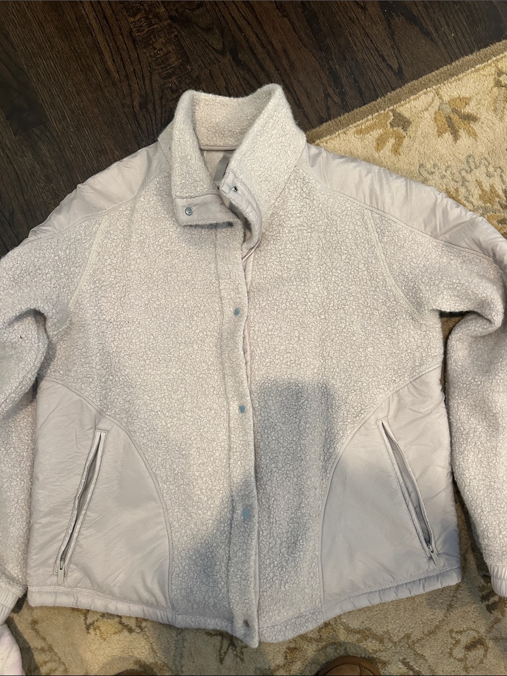 Lululemon Women's Cream Sherpa Jacket with Zip Pockets